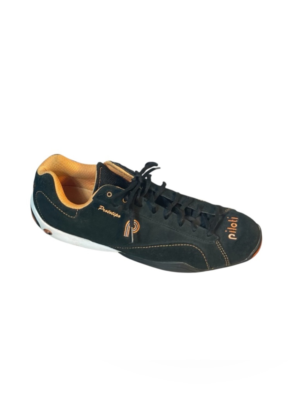 Pilotii Prototipo Mens Black Suede Orange Driving Shoes Sneakers Sz 11.5 - Picture 3 of 9